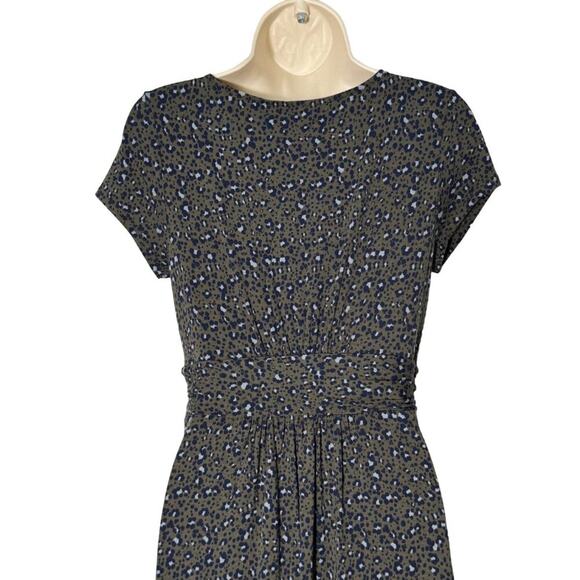 Boden Amelie Jersey Stretch Dress Short Sleeve Green Leopard Print 6R - Picture 11 of 13